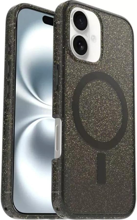 Image of OtterBox iPhone 16 Plus - Symmetry Series Case - Stardust Night (Silver Flake) - Snaps to MagSafe - Ultra-Slim - Raised Edges Protect Camera & Screen - Non-Retail Packaging
