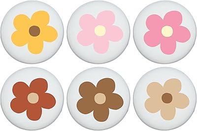 Boho Daisy Flower Drawer Knobs Pink Ceramic Bohemian Dresser Cabinet Pulls for Nursery Bedroom Decor