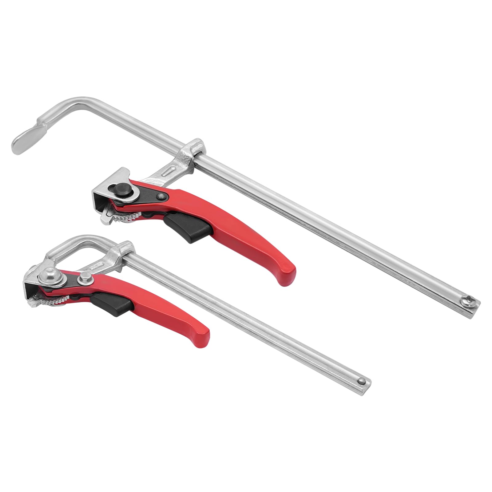 Pinza de sujeción manual roja de liberación rápida, carraca rápida, abrazadera de guía de sierra, abrazadera de mesa, fuerza de sujeción de 180 kg, para carpintería, construcción naval