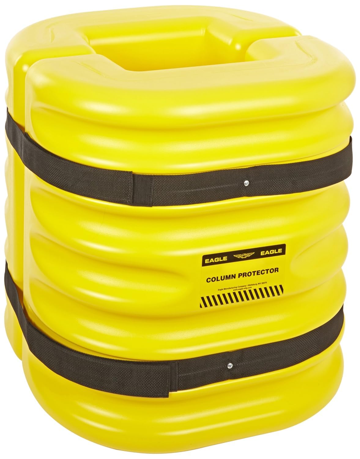 Eagle Plastic Column Protector for 12" Square Column with Interlocking Halves and Easy-Install Straps, 24" x 24" x 24", High-Density Polyethylene (HDPE), Made in The USA, Yellow, 172412