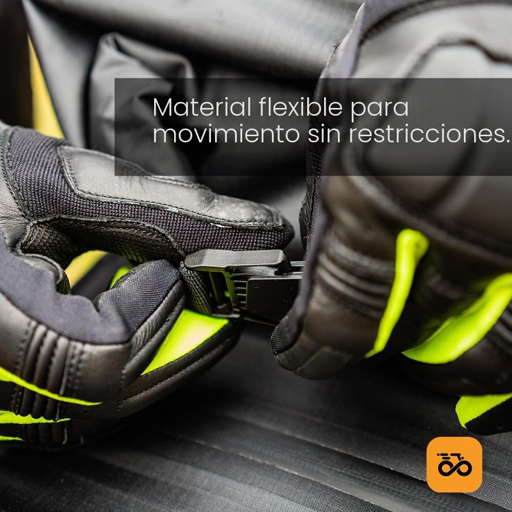 Moore Guantes de Moto 360 S Negro y Fluo – Impermeables, Piel Bovina, Protección CE.