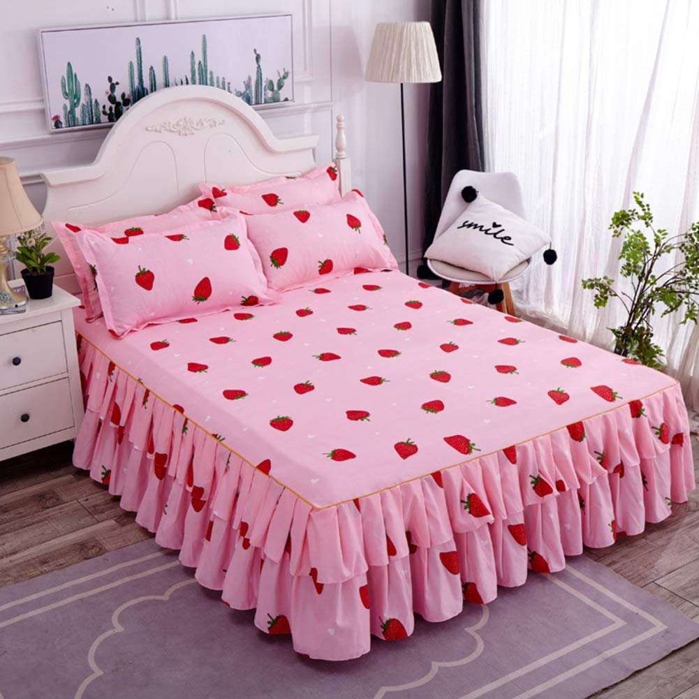 Jupe de lit dentelle avec couvre-lit princesse et drap plat plissé
