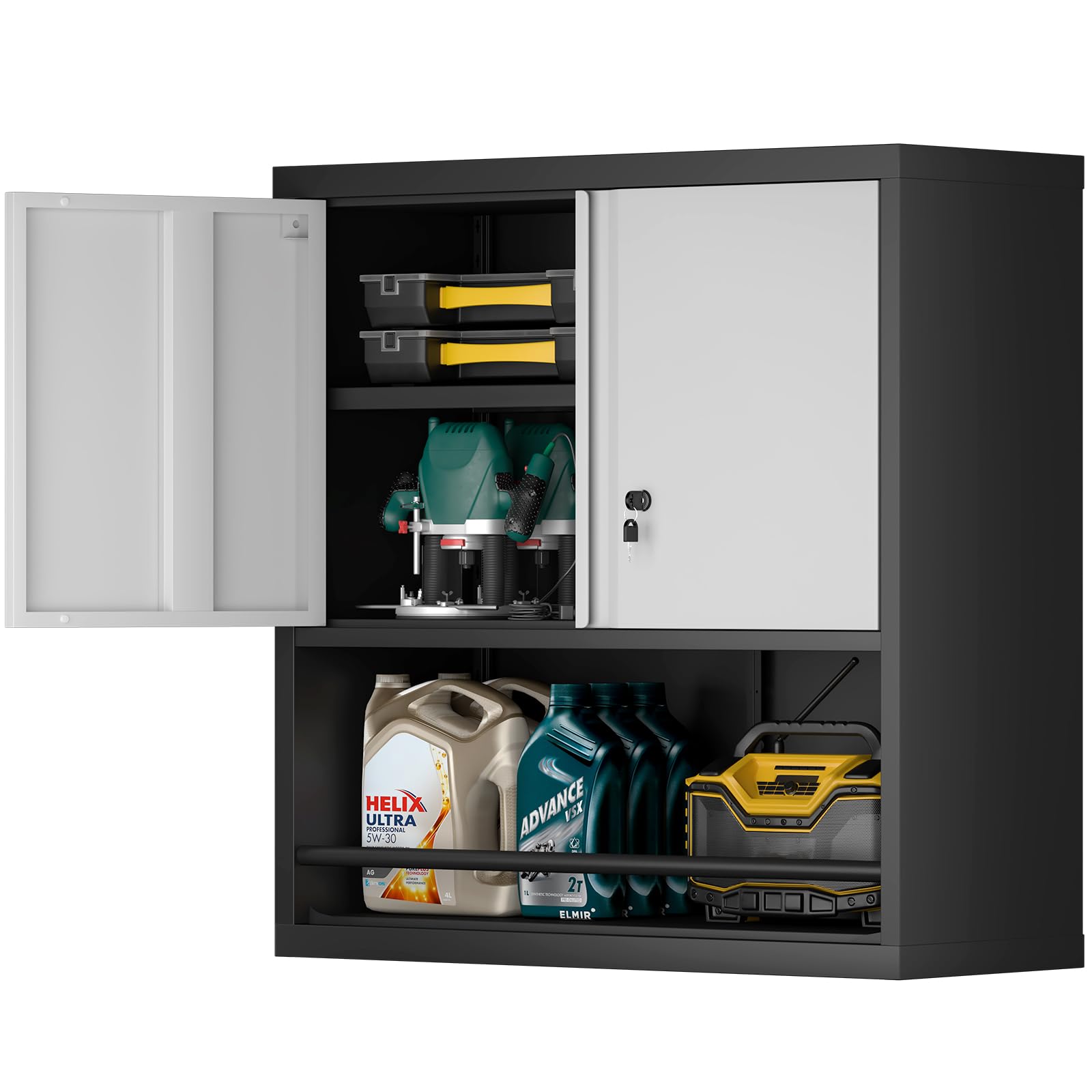 STEELIST Metal Cabinet Wall Mounted, Garage Storage Cabinet Heavy Duty, Metal Tool Cabinets with Doors and Shelves, Steel Wall Mounted Storage for