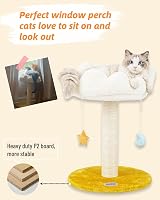 Happi N Pets 56 cm Felhő Alakú Macska Kaparófa - Kényelmes Fekhellyel, Természetes Szizál Kötéllel, Függő Játékokkal, Stabil Szerkezettel Ki 5
