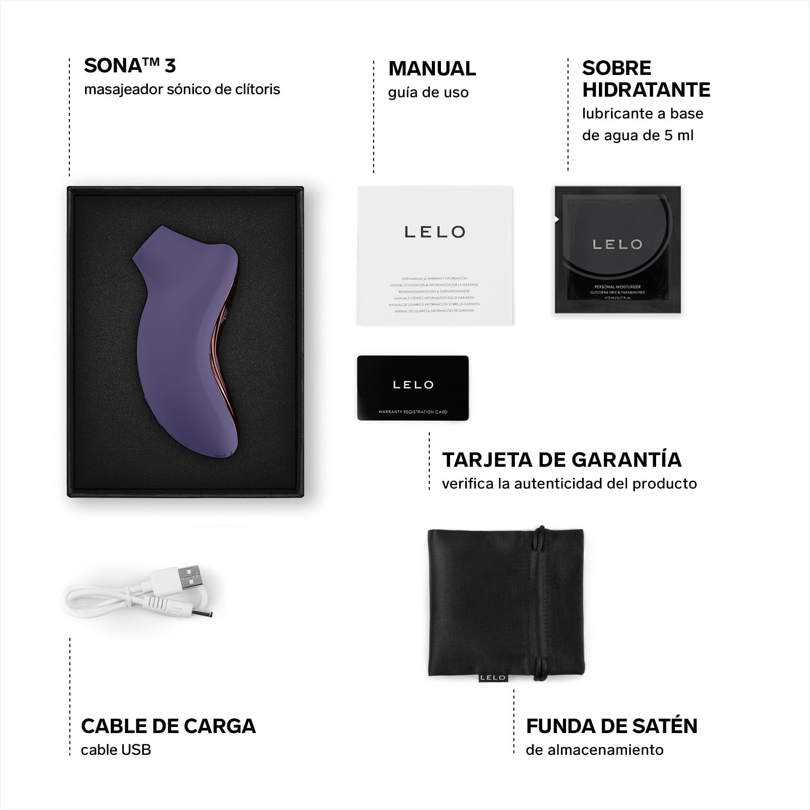 LELO SONA 3, Masajeador Sónico Femenino con Aplicación por Bluetooth, Succionador de Clítoris Femenino, Sex Toys 12 Modos de Placer, Juguetes Eroticos (Cyber Purple)