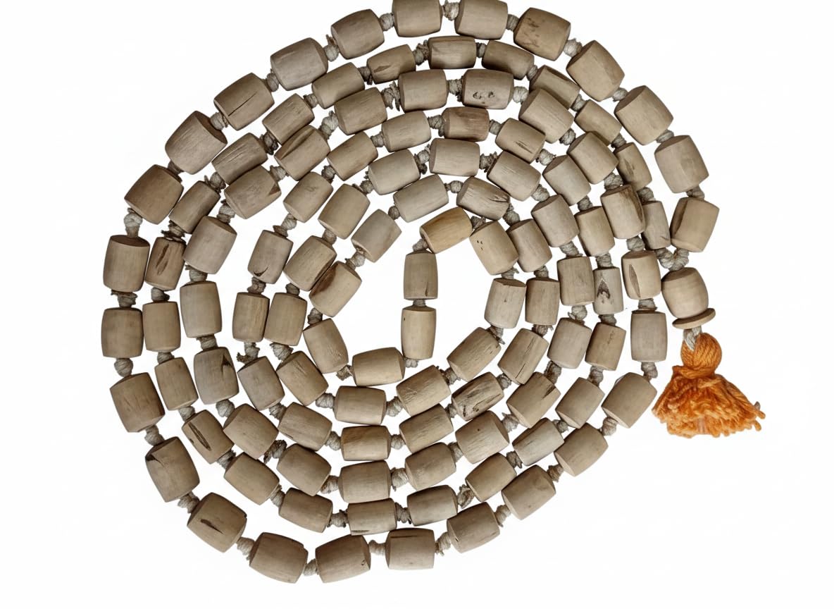 Radhika Poojan Bhandar Unisex Adult 8+1 Beads Brown Tulsi Chanting Mala (38 Inch)-image-22