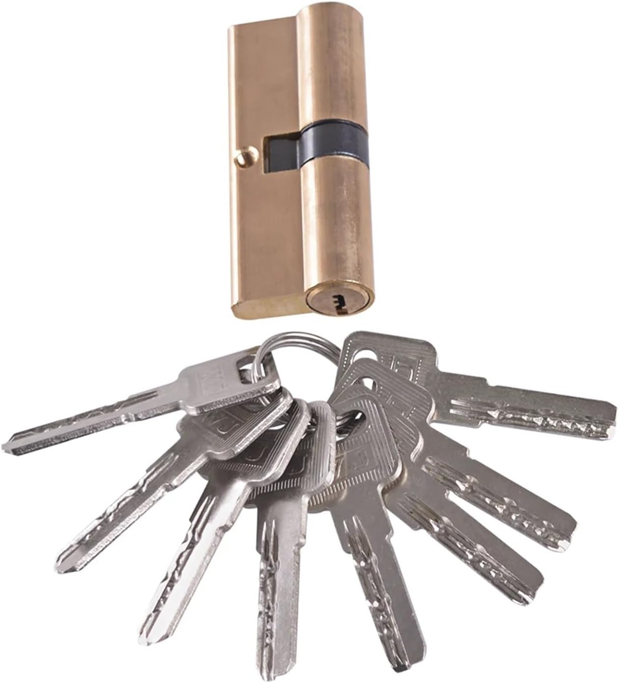 Thumb Turn Euro Profile Cylinder Barrel Lock Brass Satin Nickel Finish 75mm with 8 Keys 1Pcs