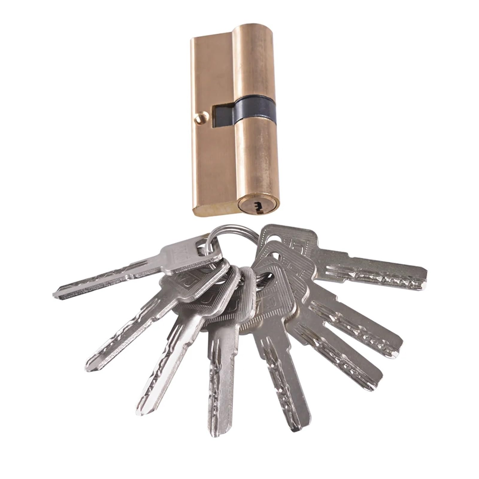 Thumb Turn Euro Profile Cylinder Barrel Lock Brass Satin Nickel Finish 75mm with 8 Keys 1Pcs