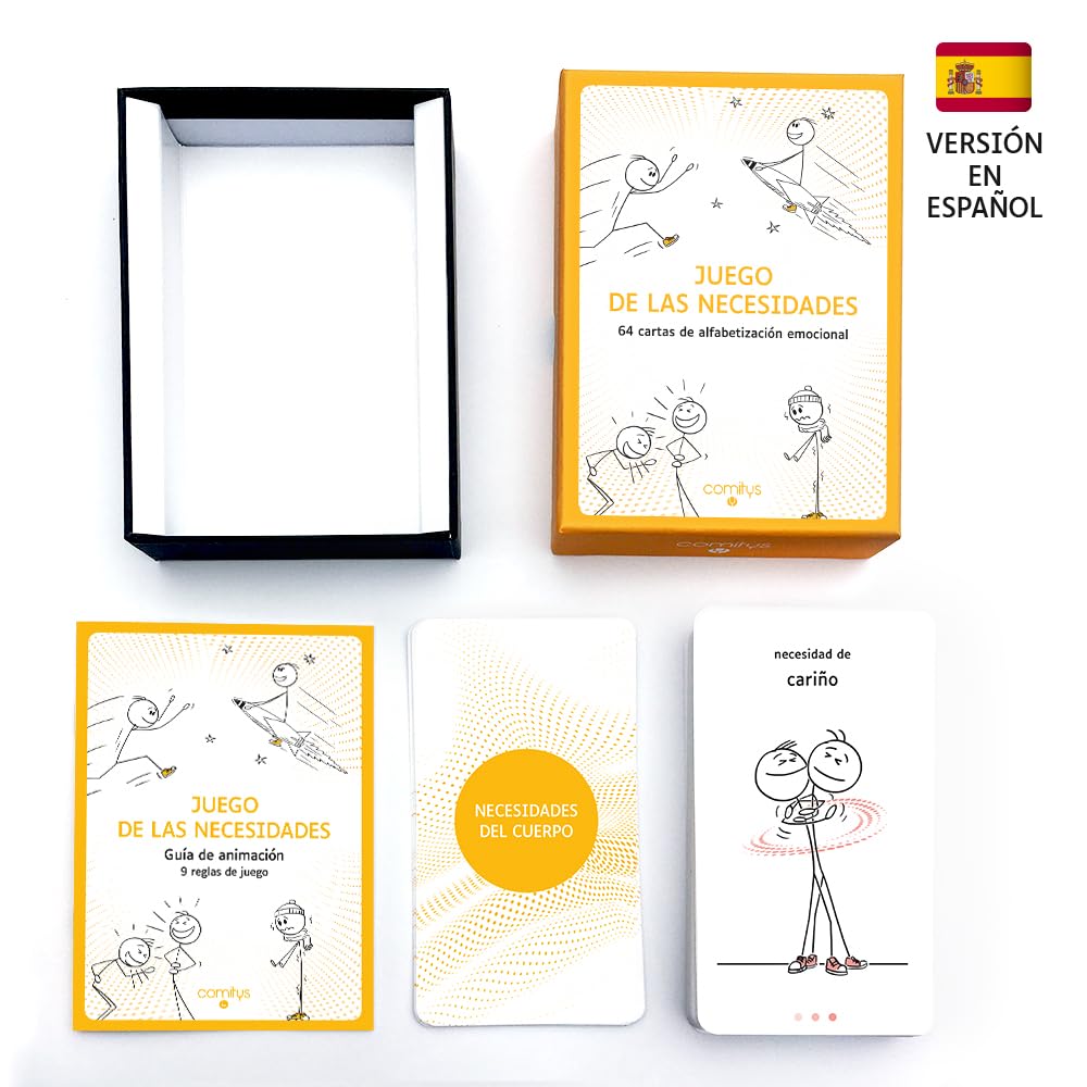 Comitys | El Juego de Las Necesidades | 64 flashcards para la Alfabetización Emocional | Herramienta Didáctica de la Comunicación No Violenta | 177 Necesidades por Descubrir (Español)