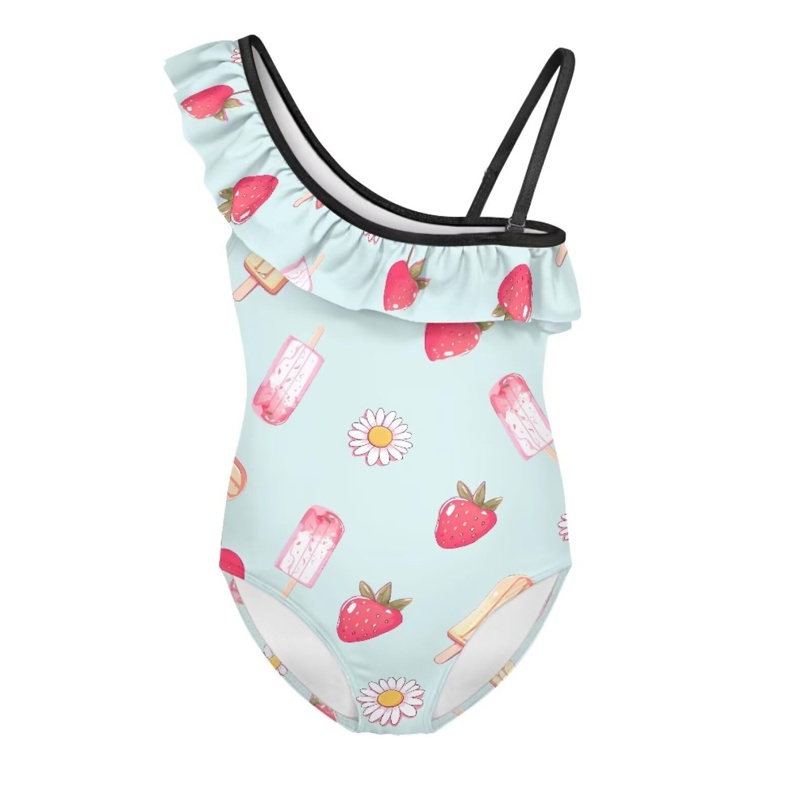 Girls One Piece Bathing Suit,Slim-Fit Ruffle Strap Swimsuit with Adjustable Strap Quick Dry Summer Beach Swim Suit
