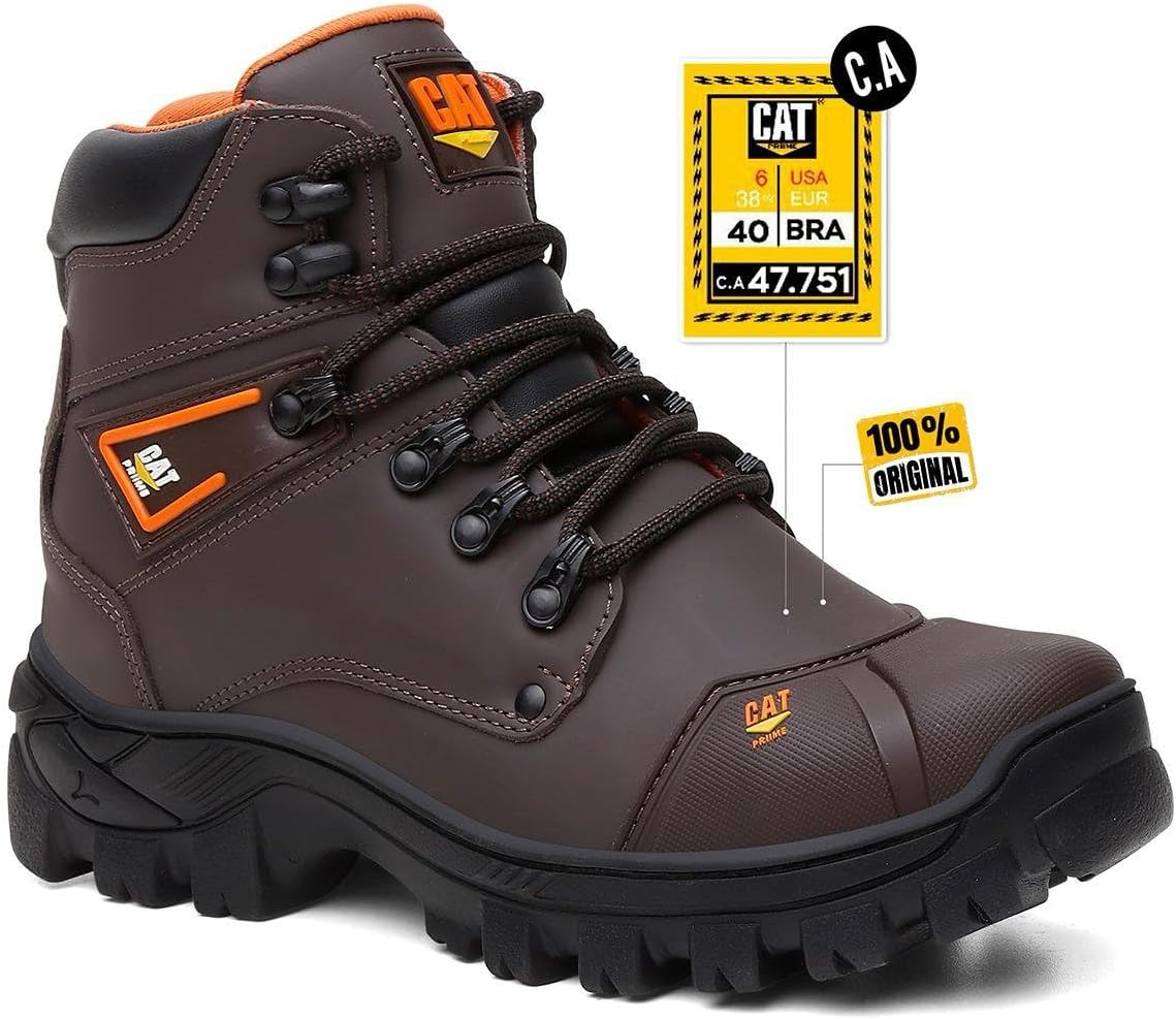 Bota Masculina Em Couro Para Trabalho Com Bico PVC e C.A
