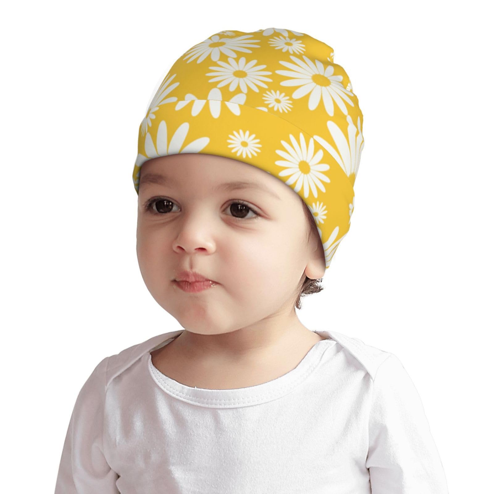 Daisy Flowers Kids Beanie Hats Warm Knit Beanie Cap Skull Caps Gifts Decor for Boys Girls White