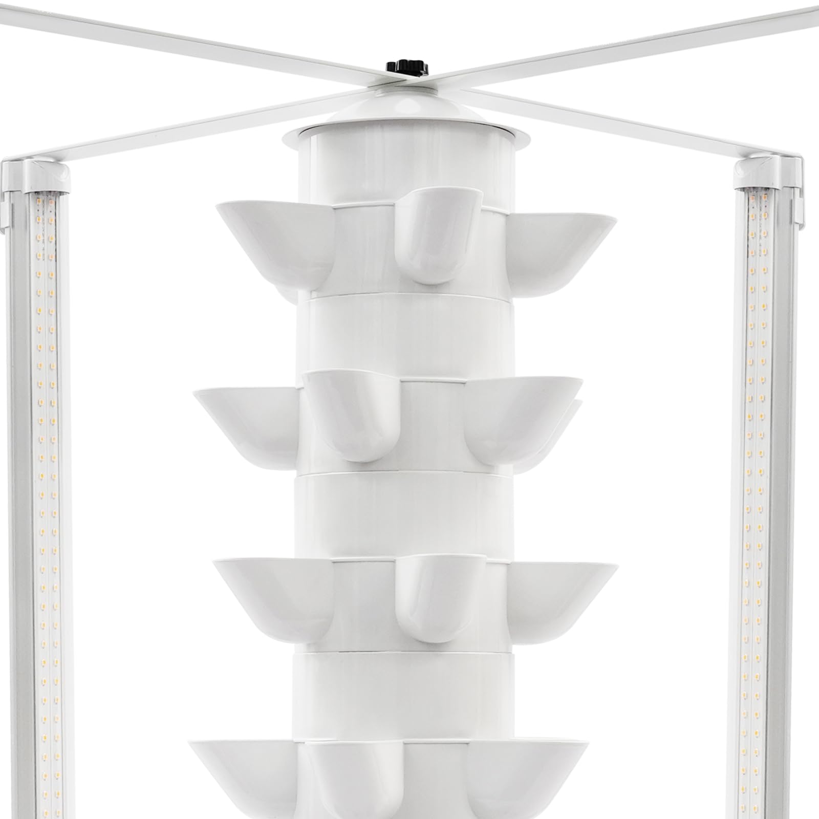 Wieża hydroponiczna z oświetleniem LED, 6-poziomowa pionowa wieża rolnicza z 30 otworami na rośliny, automatyczny system Smart Garden do ogrodu ziołowego, warzyw i sałatek