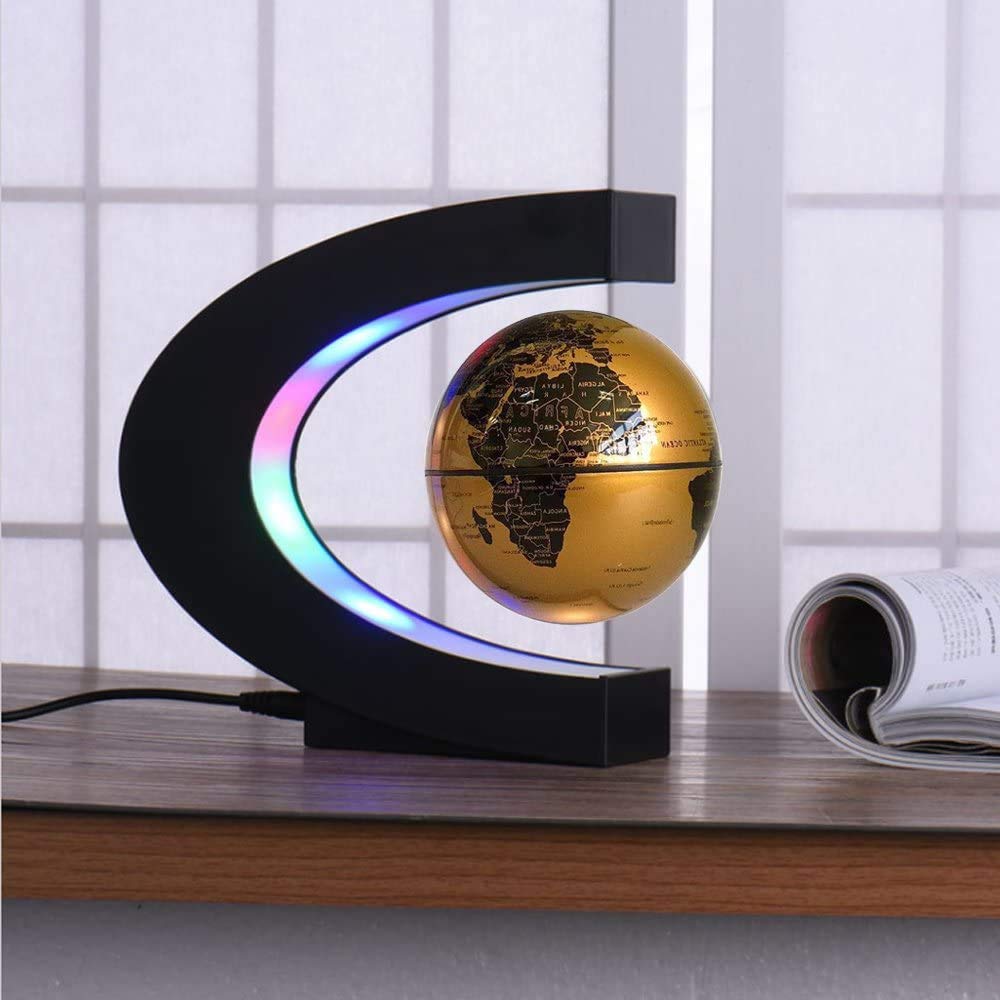 Globo Terrestre Magnetico Galleggiante Con Luci LED - Decorazione Anti-Gravità Per Casa E Ufficio, Colore Oro - Foto 7