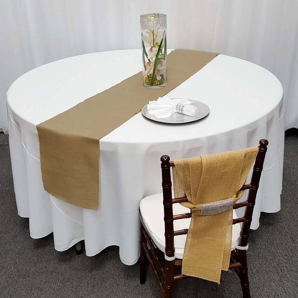 Efavormart 3pcs Rustic Burlap Table Runner Jute Table Runner for Wedding Decor Fit Rectangle and Round Table Natural Tone