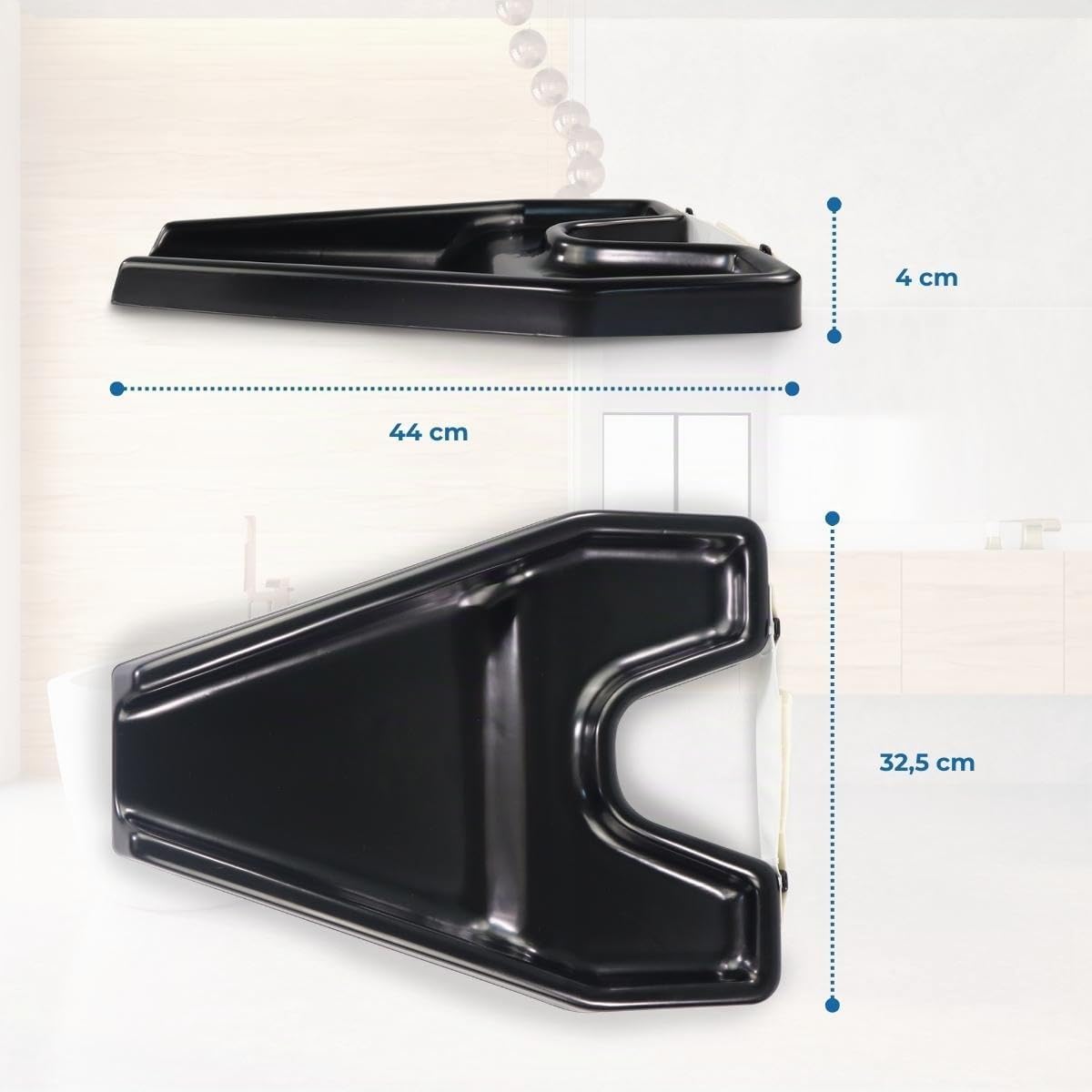 Mobiclinic®, Lave-Tête Portable, Poignée de Cou avec Velcro, Facile à Transporter, 44 x 32, 5cm, Lave-Tête de Salon, Aides au Lavage des Cheveux, Salon de Coiffure, Lave-Tête en Plastique, Noir