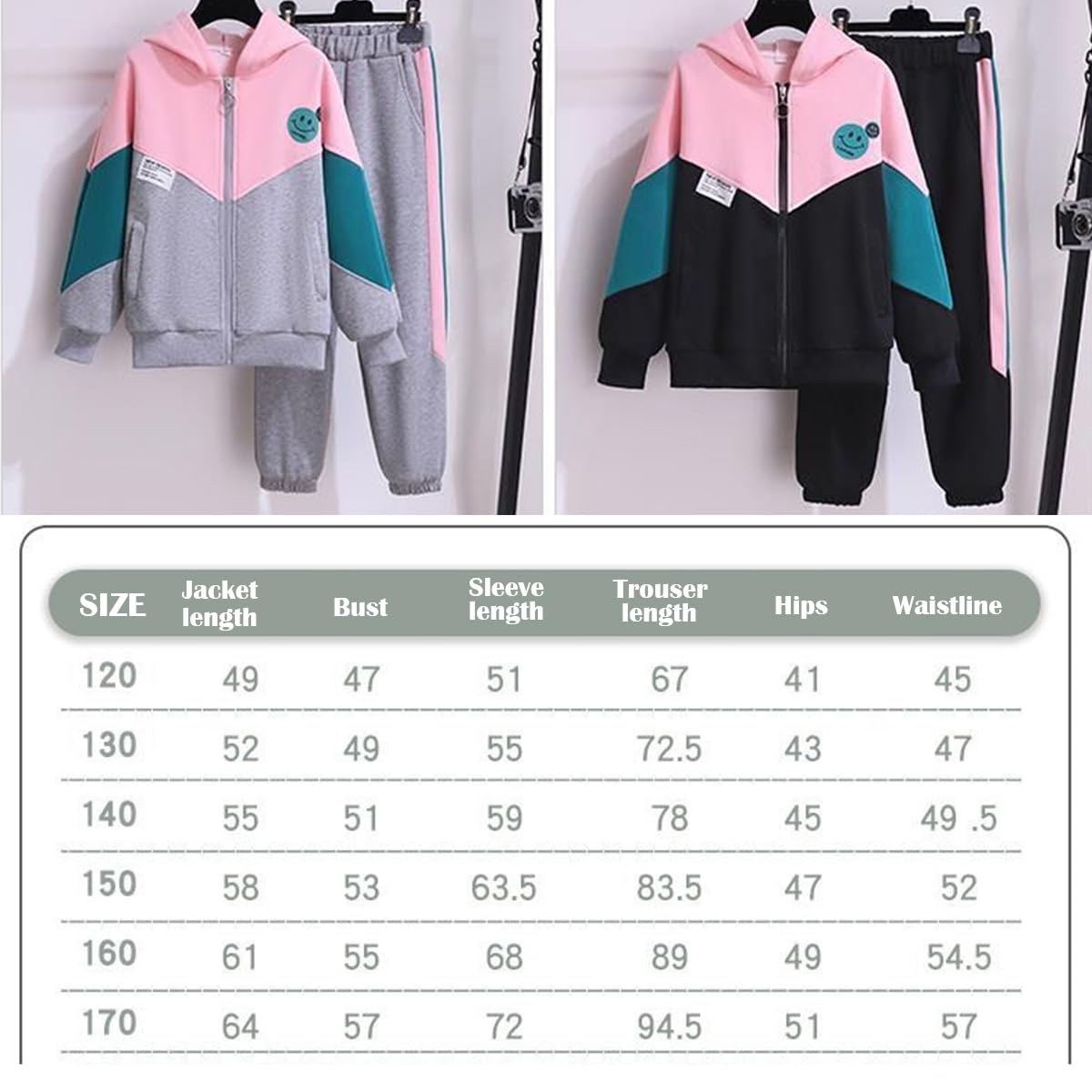 linboo Chándal infantil para niña, conjunto de ropa deportiva, chaqueta y pantalones de chándal