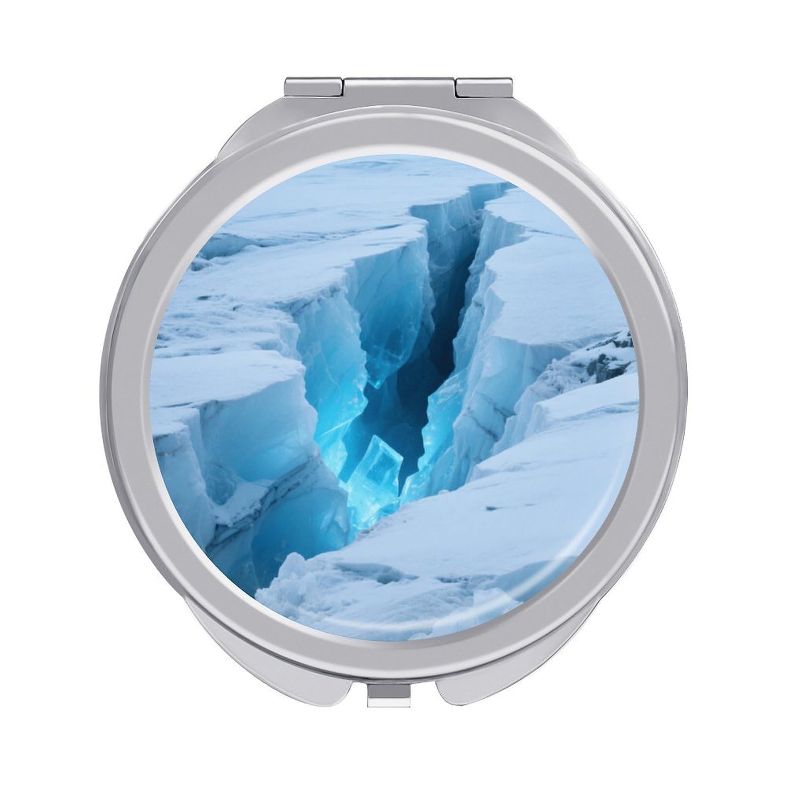Fekiloot Style Glaciers Cracks Ice Caves Travel Makeup Mirror Handheld Compact Mirror Portable Pocket Mirror Double-Sided 1X/2X Magnifying For Handbag And Purses