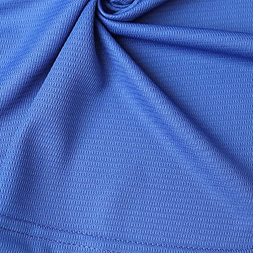 Camiseta de béisbol azul lisa, casual, manga corta con botones miniatura 7