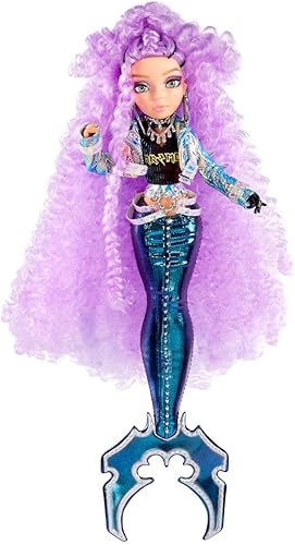 MERMAZE MERMAIDZ Muñeca de moda de sirena Riviera con atuendo y accesorios de diseñador cabello elegante y cola esculpida posable regalo de juguete