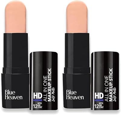 Heaven HD All In One Makeup Stick, Natural Finish - 201, Full-Coverage, Cream-Blush, All, 10gm (Pack of 2)