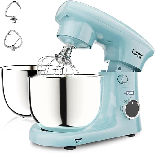 Camic Stand Mixer, 4.2QT+5.3QT Two bowls Electric Food Mixer, 10