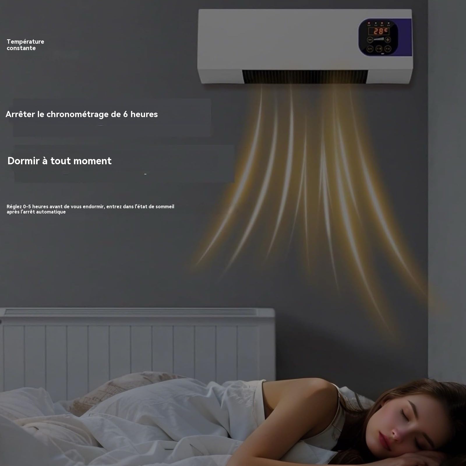 Portable Climatiseur Mural 2000W Conception D'Installation Facile Clim Murale Pour Salle De Bain Chambre À Coucher Salle À Manger