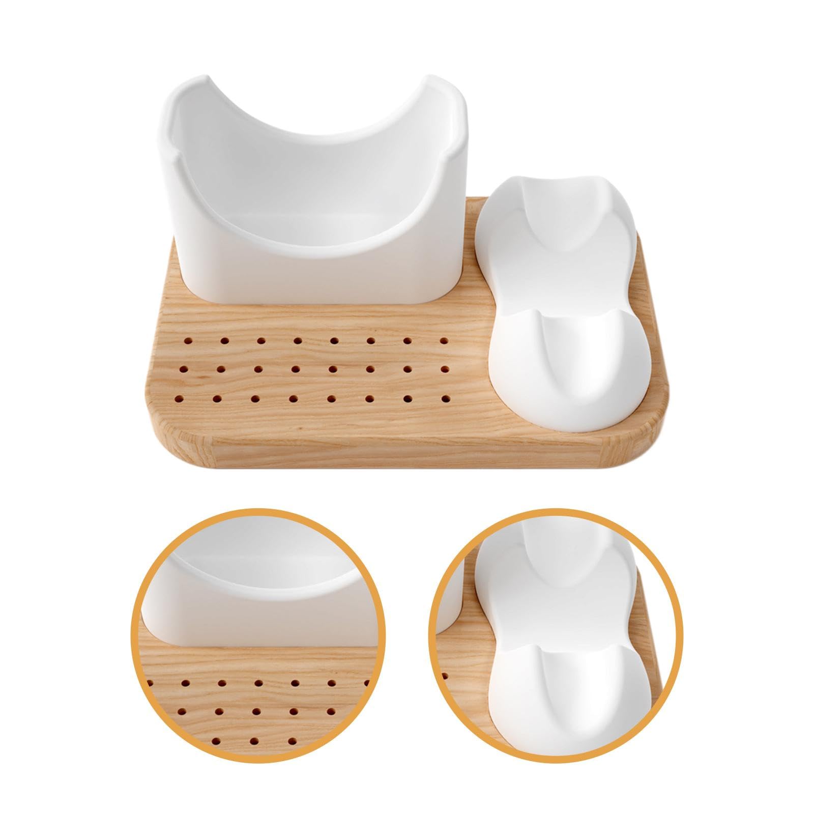Soporte de Madera para Torno de Uñas 3 en 1, Expositor de Silicona Suave para Manicura
