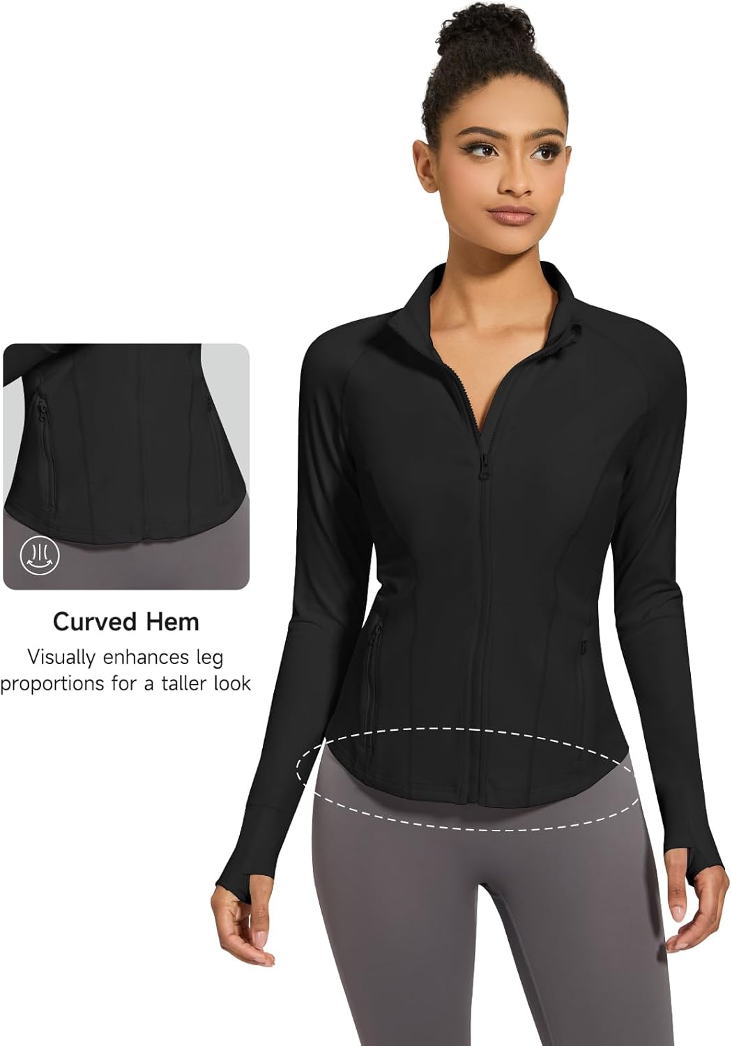 VUTRU Women's Zip Up Cropped Workout Jacket Super Slim Fit Yoga Jackets Lightweight Running Athletic Jacket with Thumb Holes - Image 3