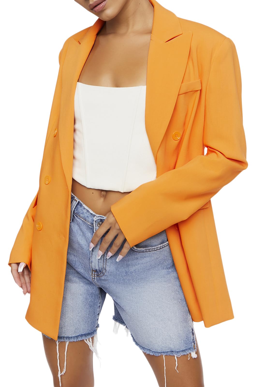 Forever 21 Womens Notched Double-Breasted Blazer