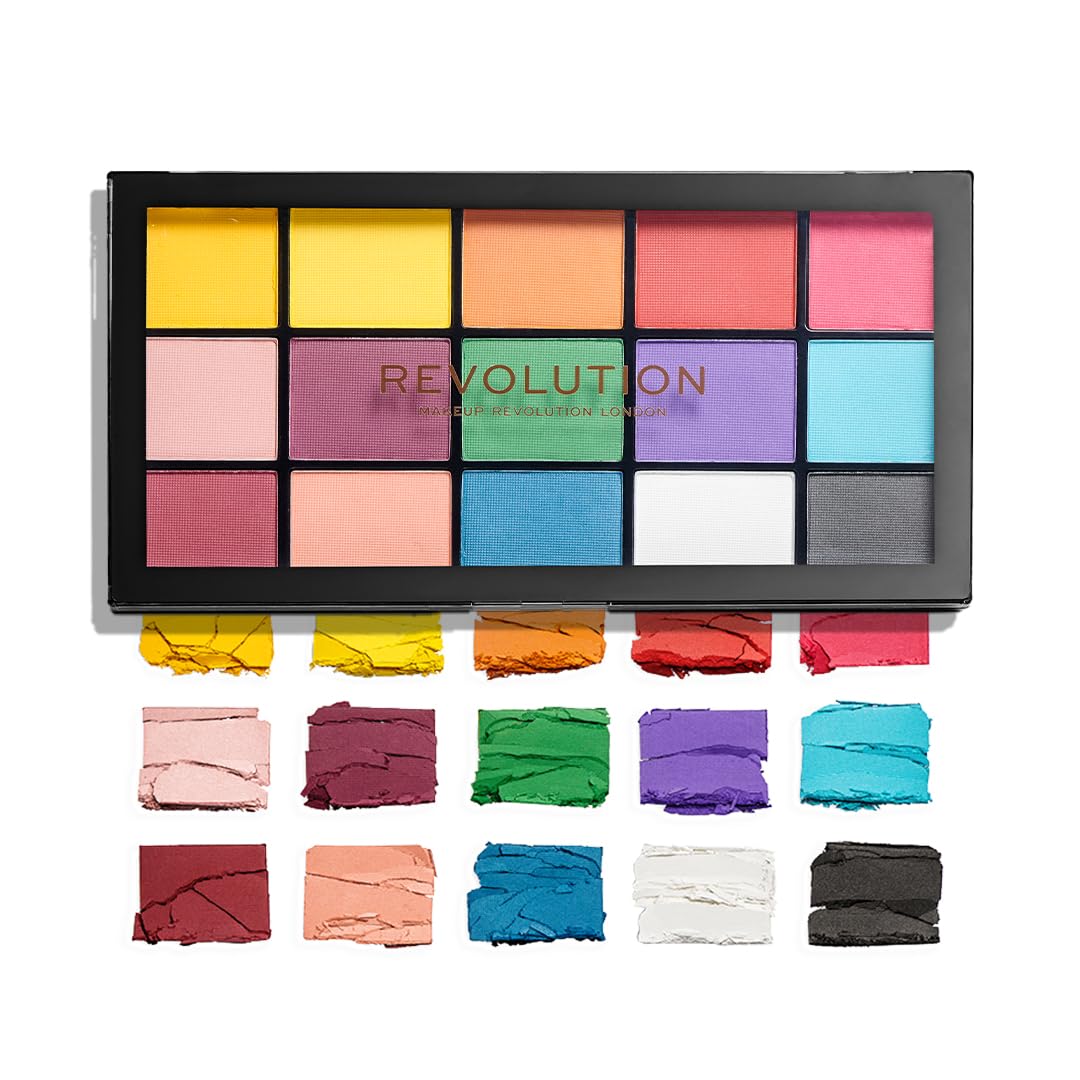 Revolution Reloaded Eyeshadow Palette, Marvellous Mattes, 15 Shades | High-Pigment, Long-Lasting Shades, Vegan & Cruelty-Free, 16.5g