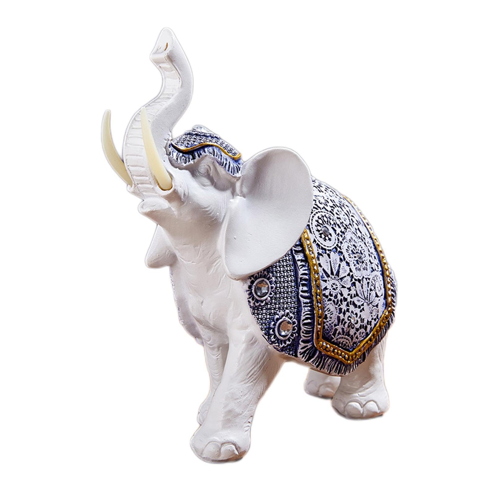 PIXZCSA Elephant Statue Resin Animal Sculpture Decoration Ornament For Bedroom Gift Modern Elephant Statue Home Decor Figurines