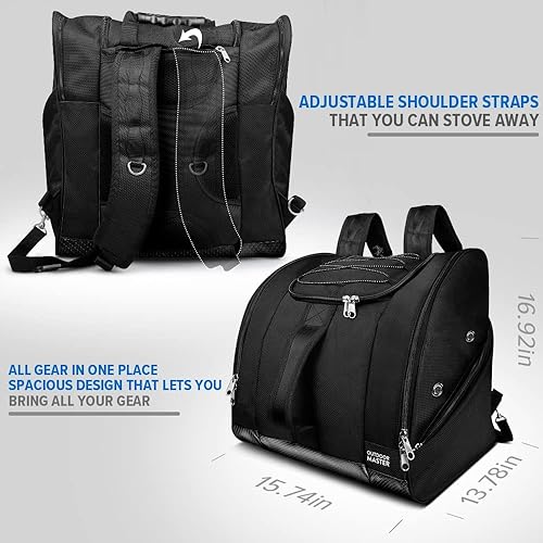 Miniatura 9 de OutdoorMaster Bolsa para botas de esquí y snowboard, excelente para viajes con exterior e inferior impermeables - para hombres, mujeres y jóvenes