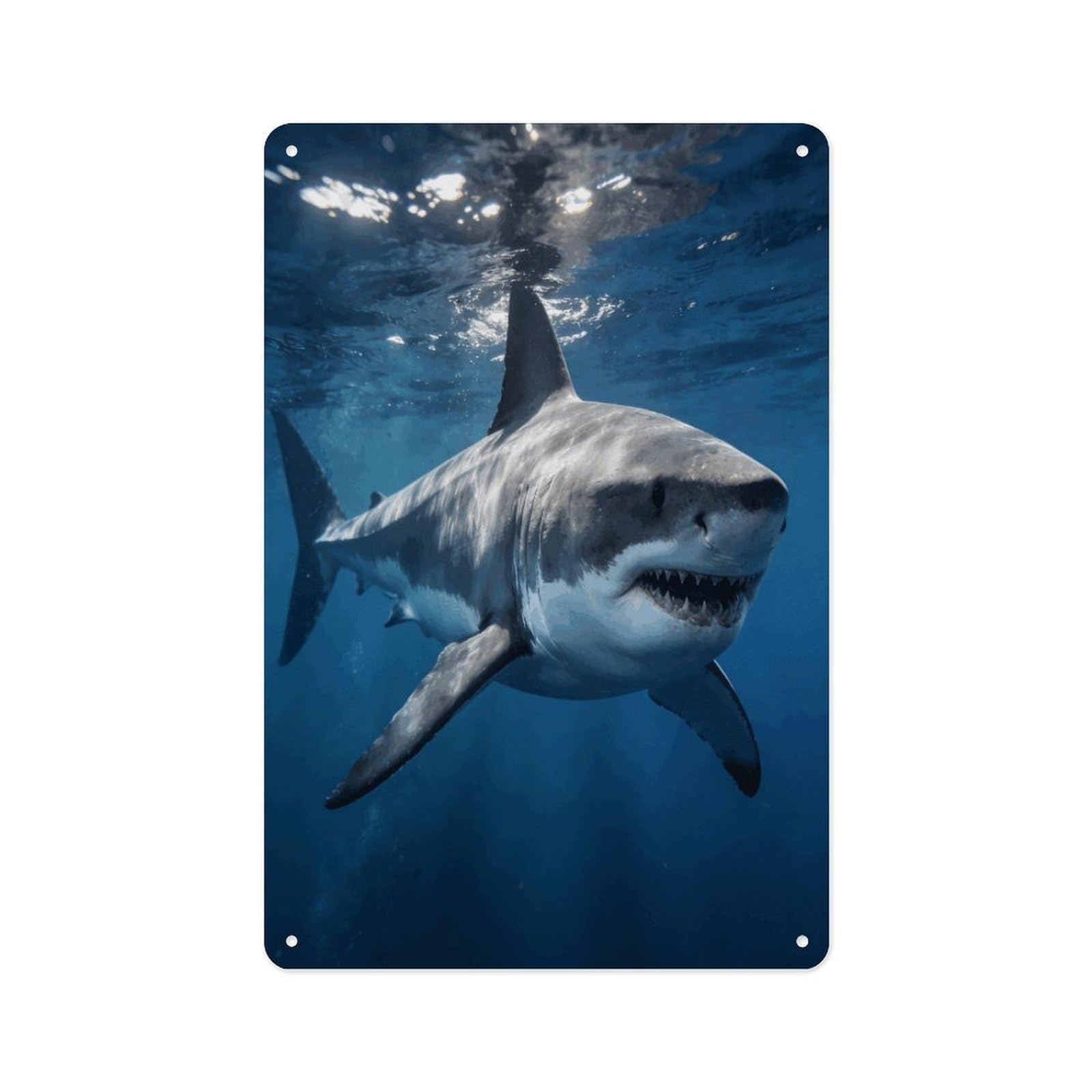 Fekiloot Style Great White Shark Wall Decor Metal Signs Tin Signs Poster