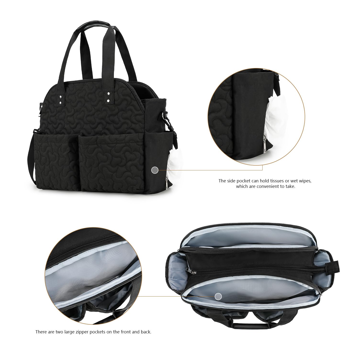 MEYTEILAY Diaper Bag Tote Large Multi-Function Baby Changing Bag for Mom Travel Nappy Bag for Women (Black) - Image 3