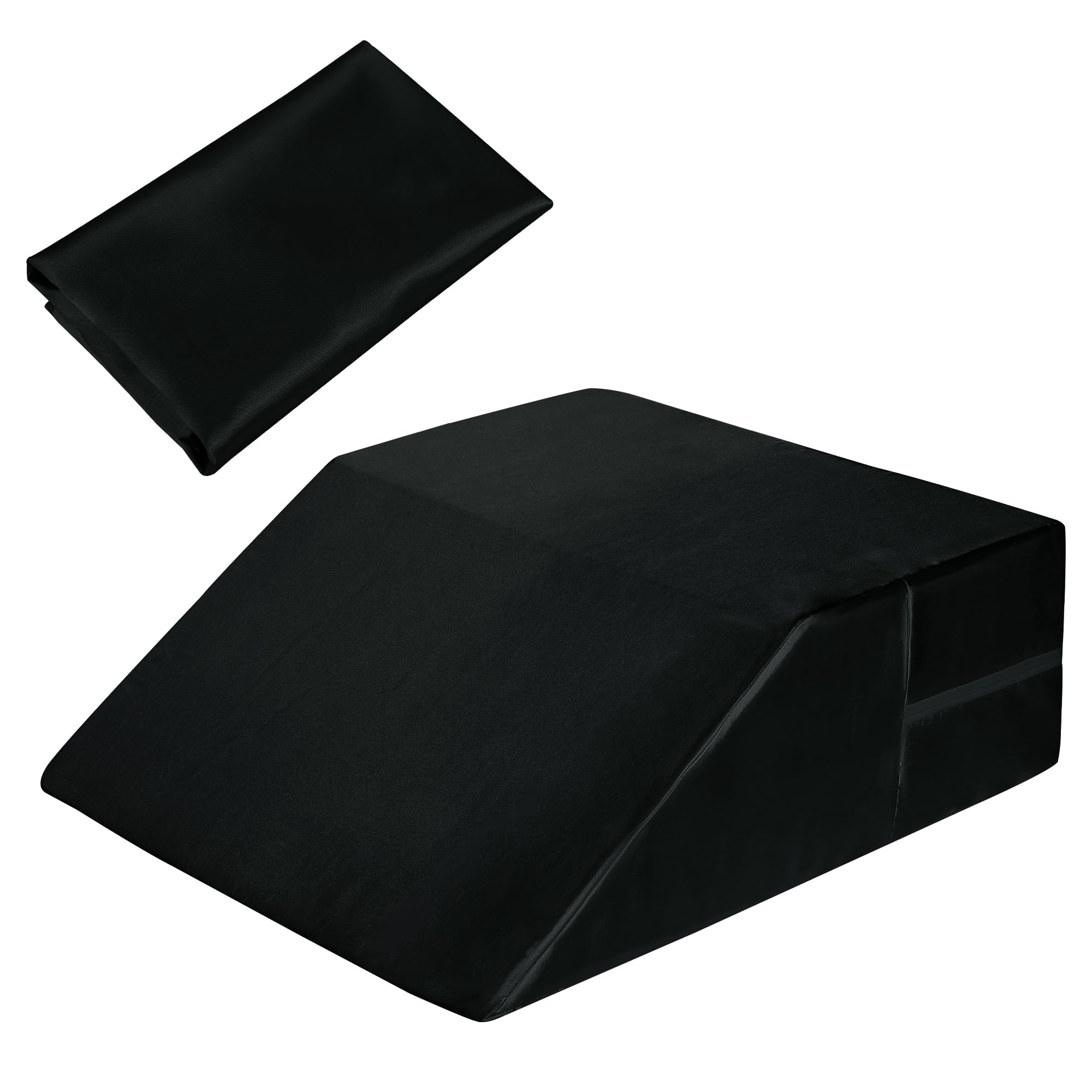 HOMBYS Satin Wedge Pillow Cover Leg Elevation Pillowcase -Silky & Smooth Bed Wedge Replacement Case with Zipper, Removable & Machine Washable Leg Pillow Cover (Cover Only), Black