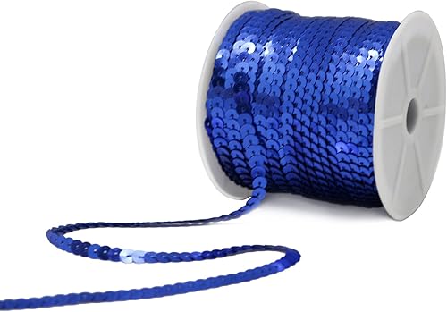 Miniatura 8 de FQTANJU Blue Crafts - Tira redonda de lentejuelas planas para manualidades, flecos y costura rollo de 100 yardas