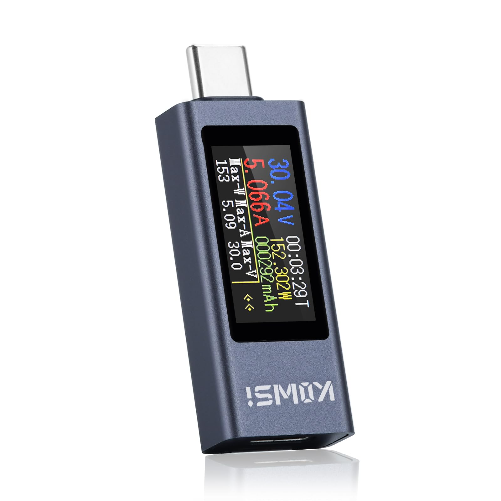 diymore USB-C Tester Meter Current Meter Multimeter Ammeter 0.96-inch TFT Display USB Power Meter Charging Voltage,DC 4-30V 0-12A 0-360W,Charging Current, Power, Scapacity, Working Time Detector