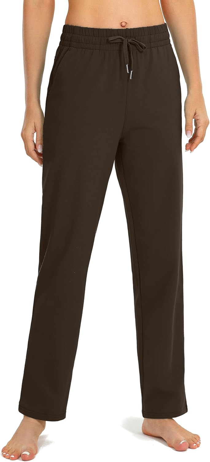 SANTINY Women's Cotton Sweatpants Yoga Lounge Casual Pants Open Bottom Sweat Pants for Women with Pockets - Image 2