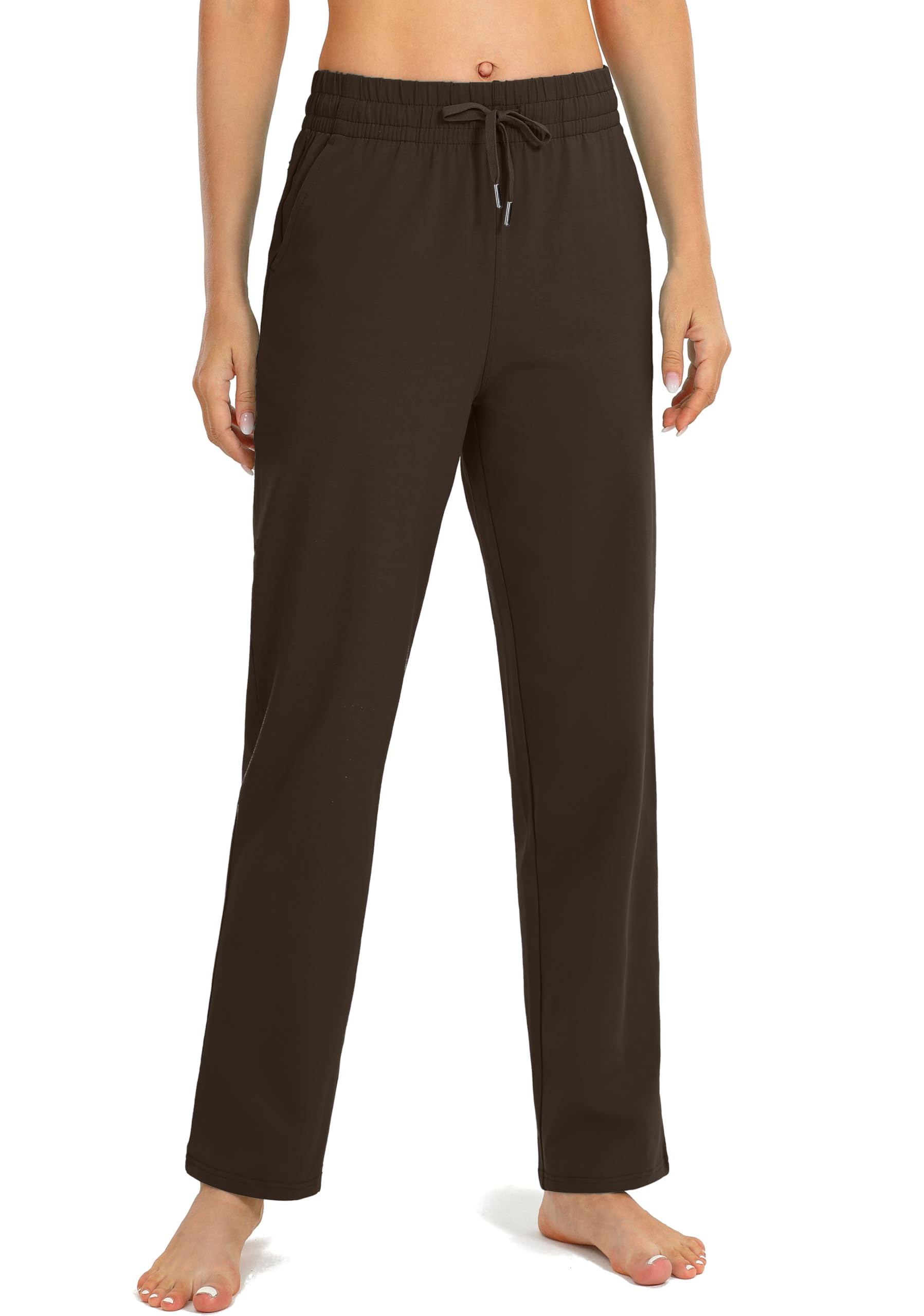 SANTINY Pantalon de survêtement décontracté en coton pour femme avec poches