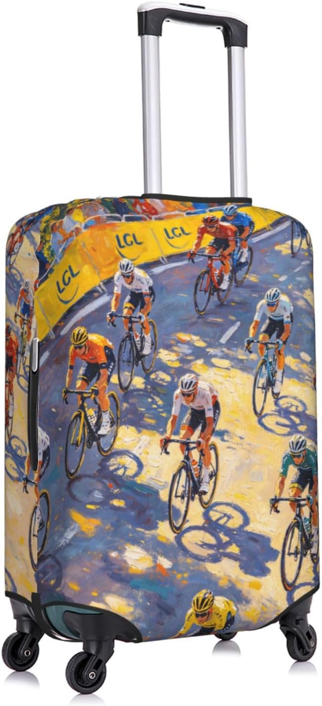 Race Tapestry Bikeprint Premium Suitcase Cover | Durable Polyester Elastic Luggage Cover With Zipper & Buckle, Travel Suitcase Protector For Medium Large Bags