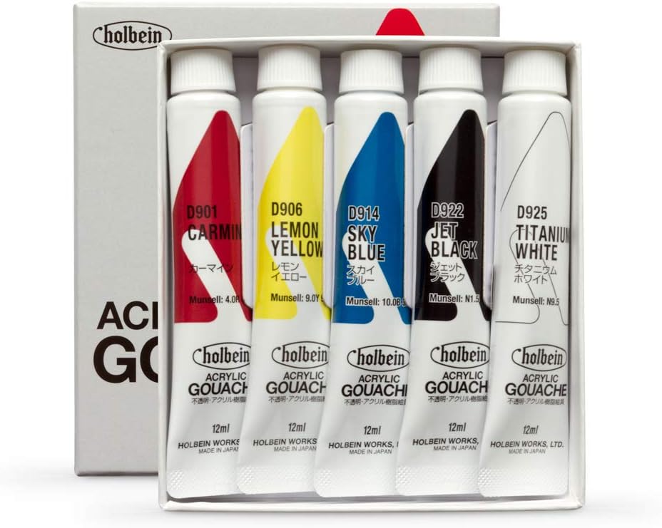 Holbein : Acryla Gouache : 12ml : Sample Set of 5 : 1 per Order