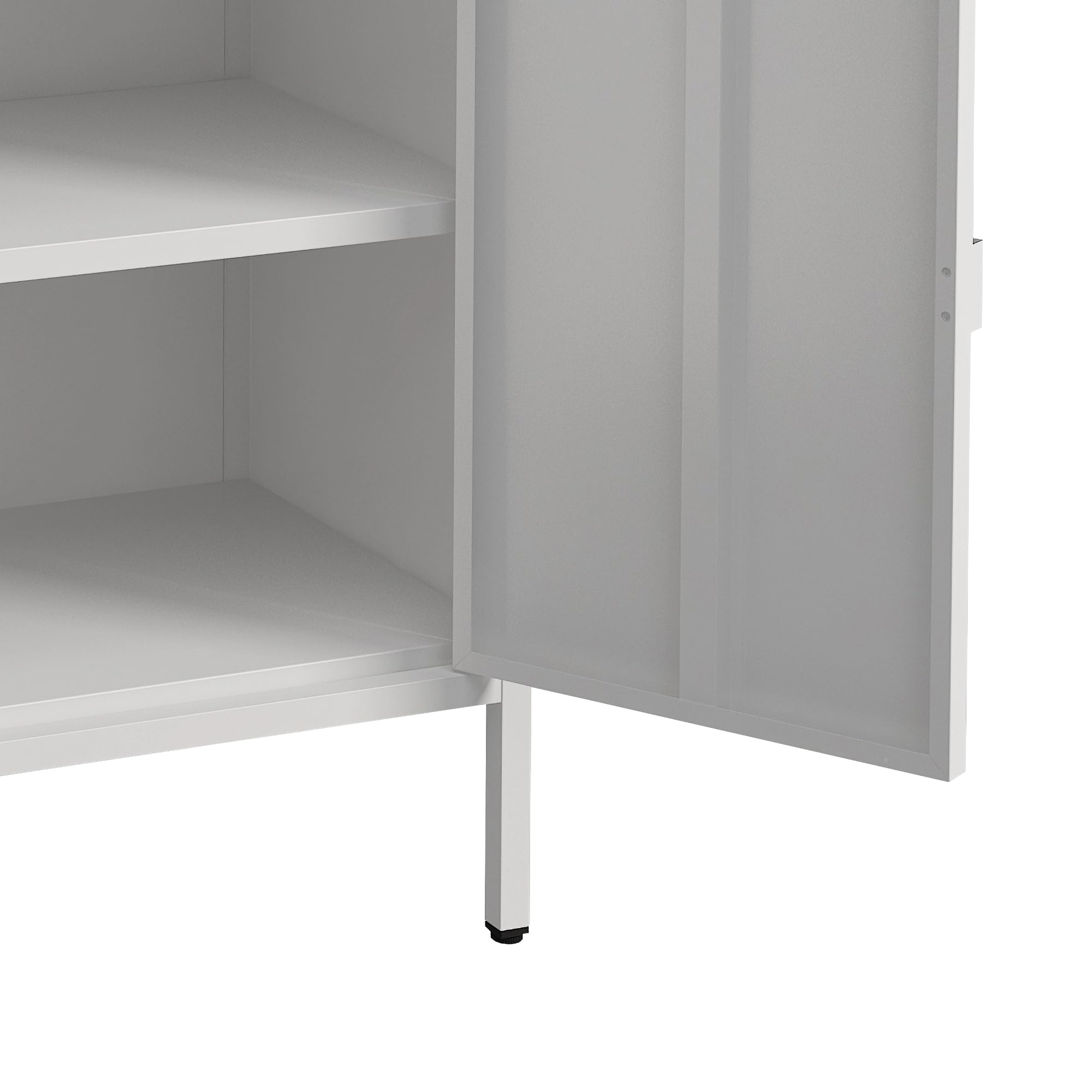 [en.casa] Armadio a 2 Ante e Ripiano Interno Regolabile in Altezza Armadio da Ufficio con Scomparto Aperto Mobile in Acciaio per Archivio 110 x 70 x 40 cm - Grigio chiaro
