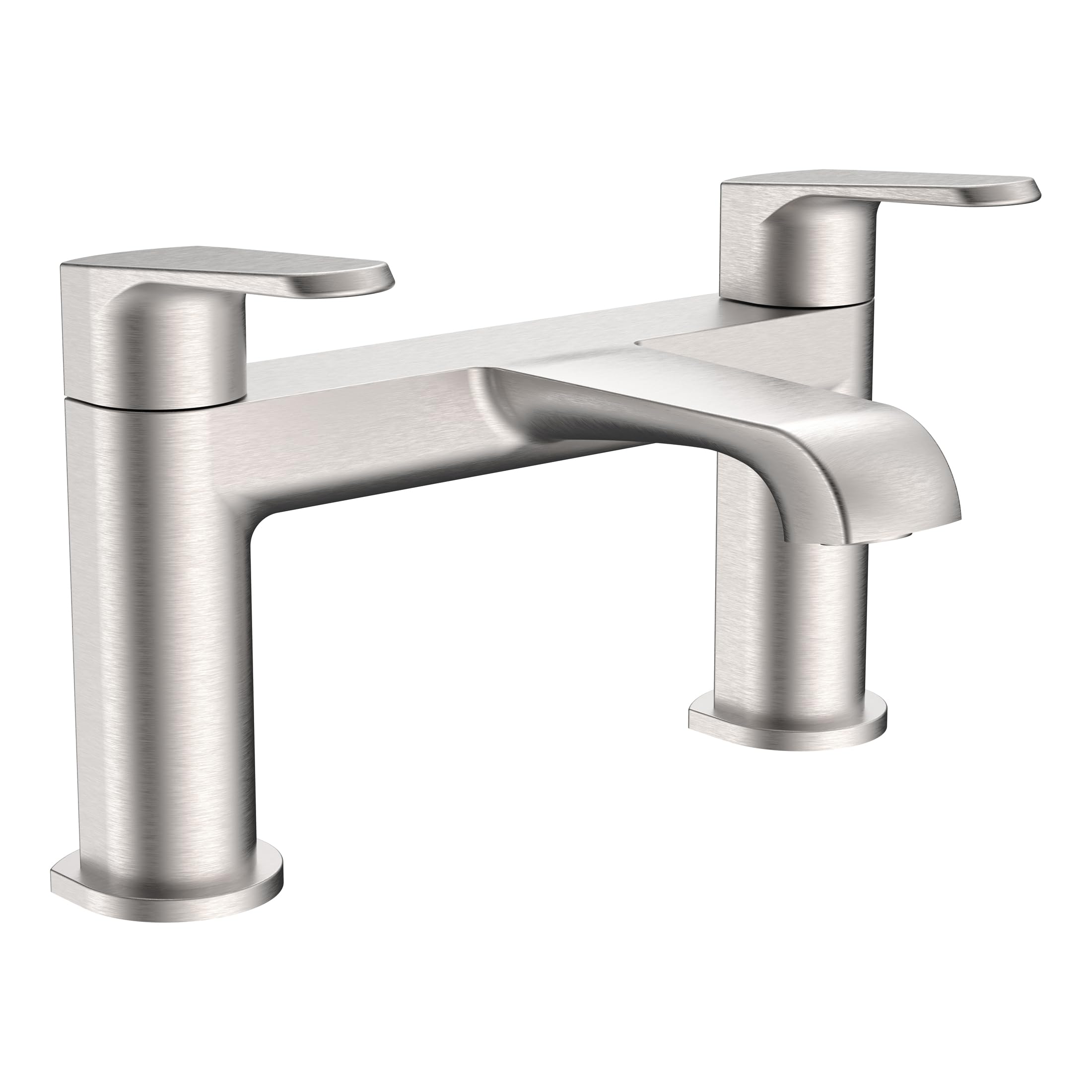 The Home Store Nickel Lunaris Brushed Bath Filler Mixer Tap Deck Mounted Sleek