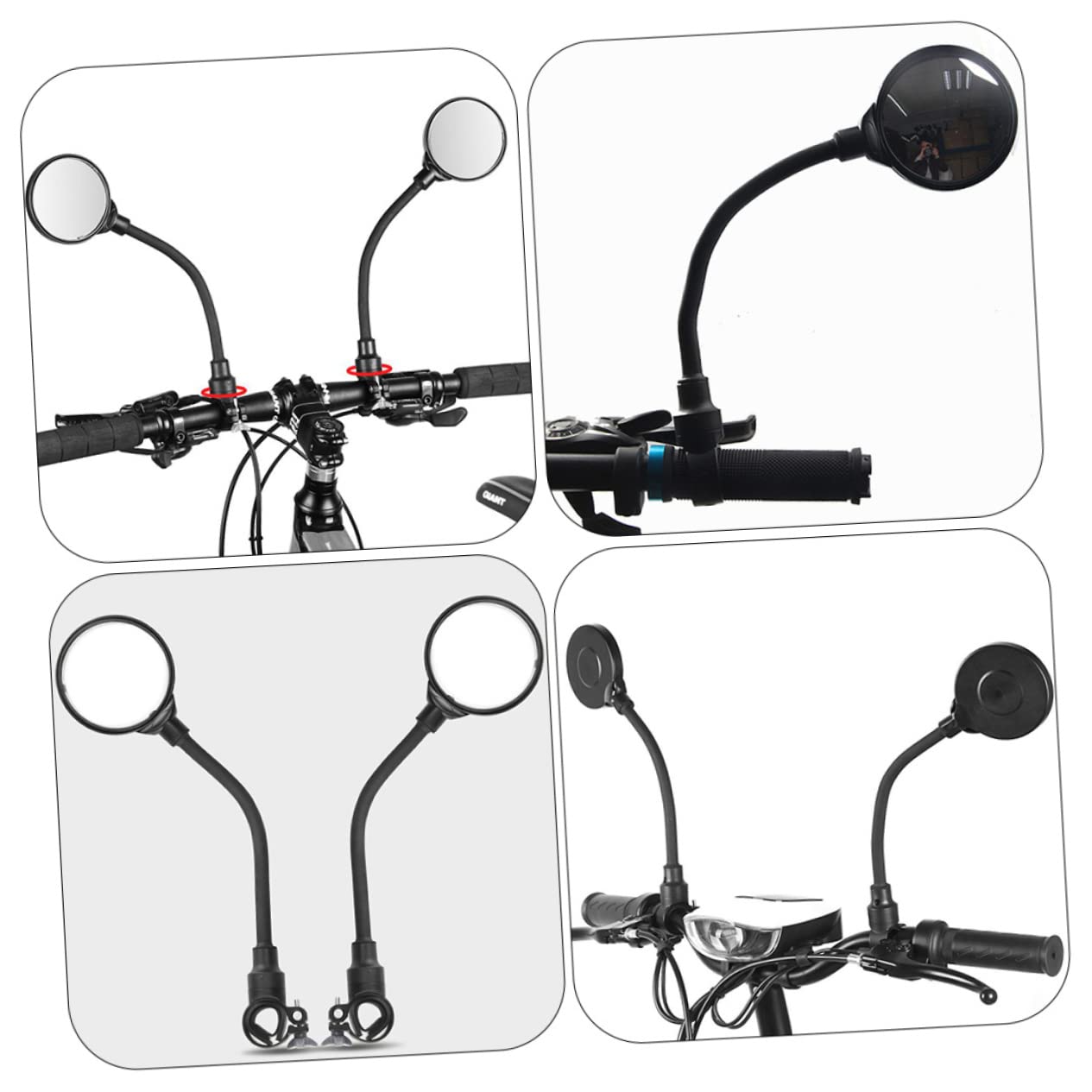 Specchietto Retrovisore Bici Manubrio Regolabile 2 Pezzi Nero | Lente Vasta e Nitida, Alluminio Abs Acrilico, per Mountain Bike e Bici da Corsa