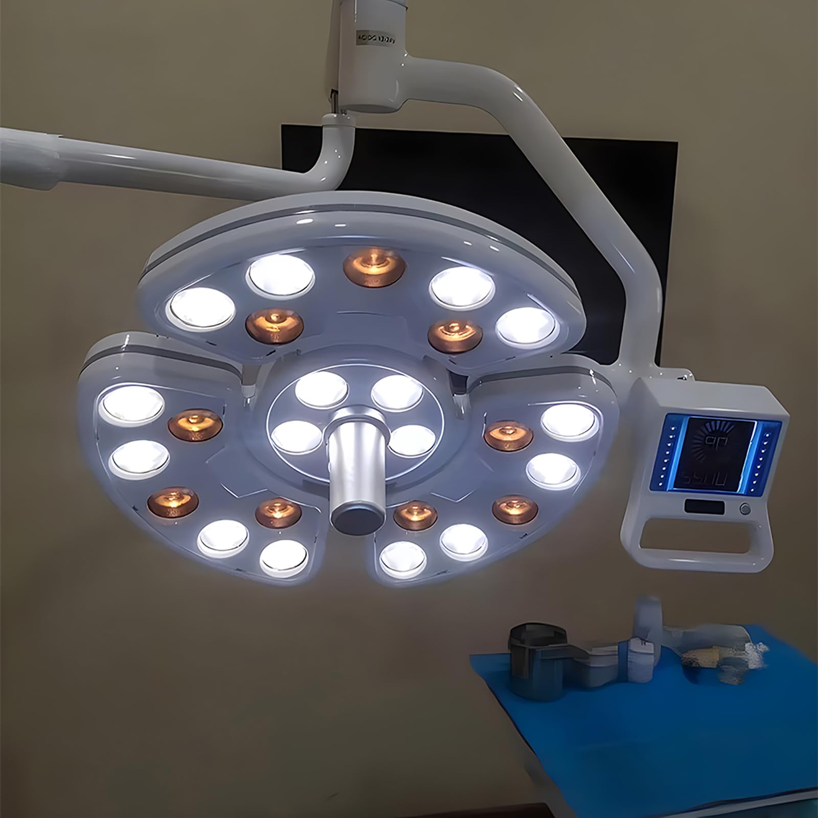 Lampada senza ombre dentali, luce LED per esami medici con 26 lampadine LED, temperatura di colore regolabile, per ospedali e strutture mediche