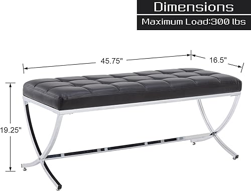 Miniatura 2 de Shunzhi Banco de entrada moderno de piel sintética, banco de comedor tapizado en el extremo de la cama, banco otomano con botones, banco de espera