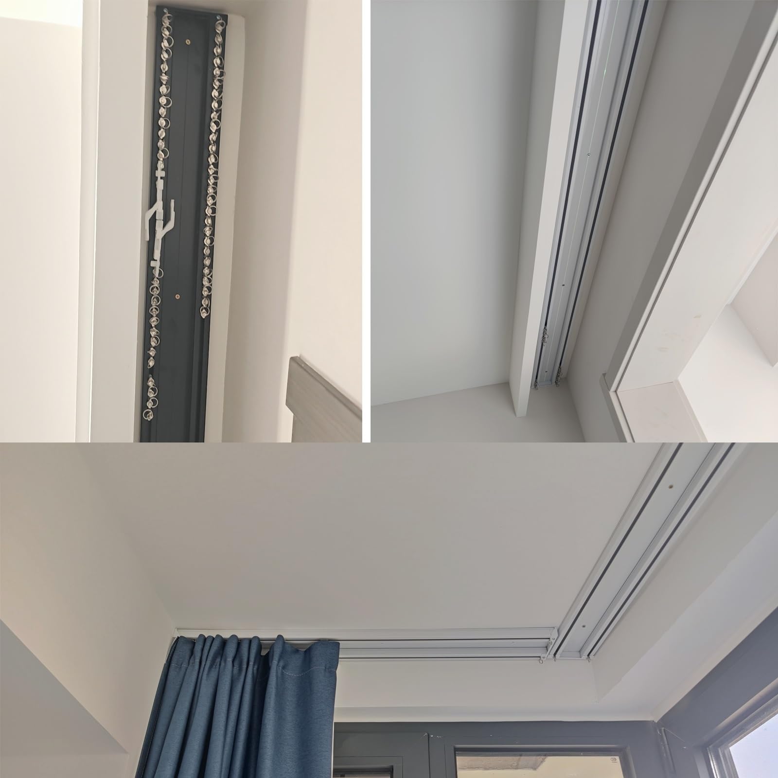 Doppelspurige Aluminium-Deckenhalterung mit leisen Rollen, perfekt für Dusch- und Fensterbehandlungen, einfache Installation, stilvolles Wohndekor-Zubehör (schwarz)