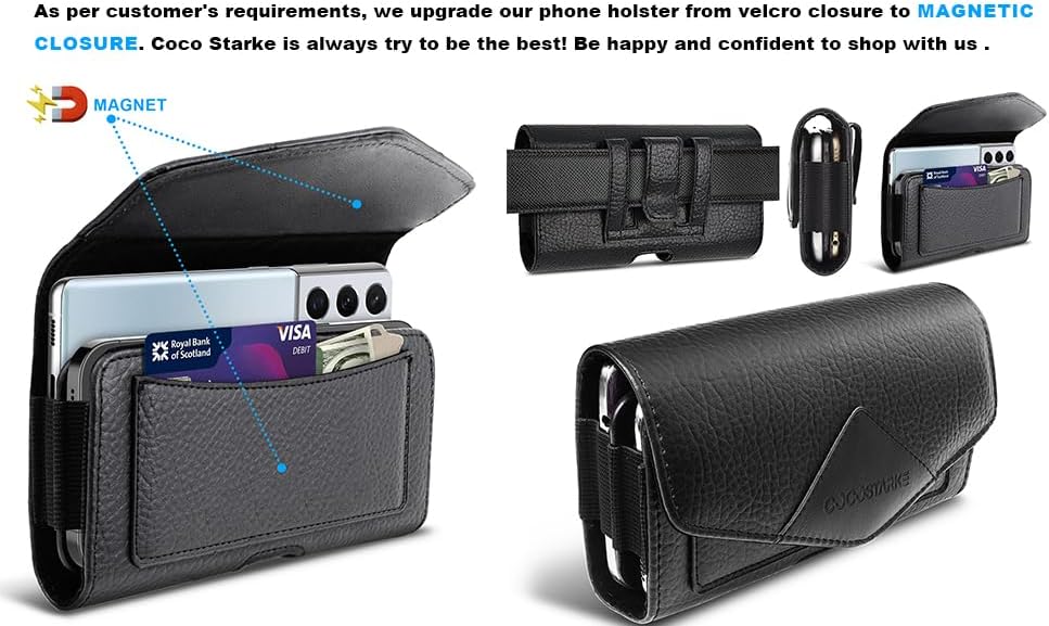 Leather Phone Holster Suitable for Samsung, Motorola, iPhone 15, 14, 13 Pro Max, Leather Phone Bag,Cell Phone Holster with Belt Clip/Dual Phone Case for Two Phones - Image 9