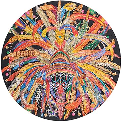 HARTMAZE Wooden Jigsaw Puzzles- A Gorgeous American Indian Feather Headdress 178 Truly Unique Pieces Square Shape-Best Choice for Adults and 14 Years Age up Kids Cover